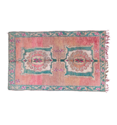 Vintage Rug In Shades Of Pink Green, Pink And Green Rug