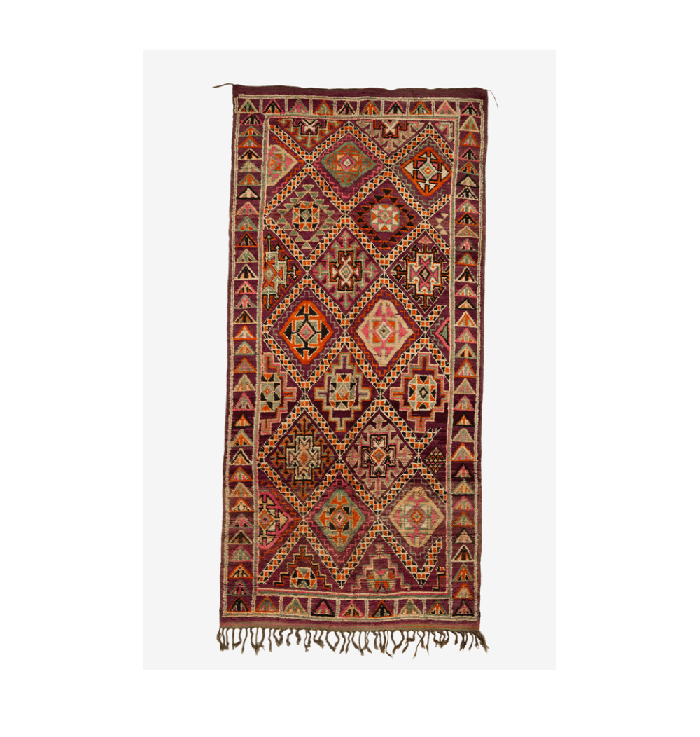 Tapis Persan Tissé Main – 120x65 Cm – Violet Laine – Orientale – Vintage