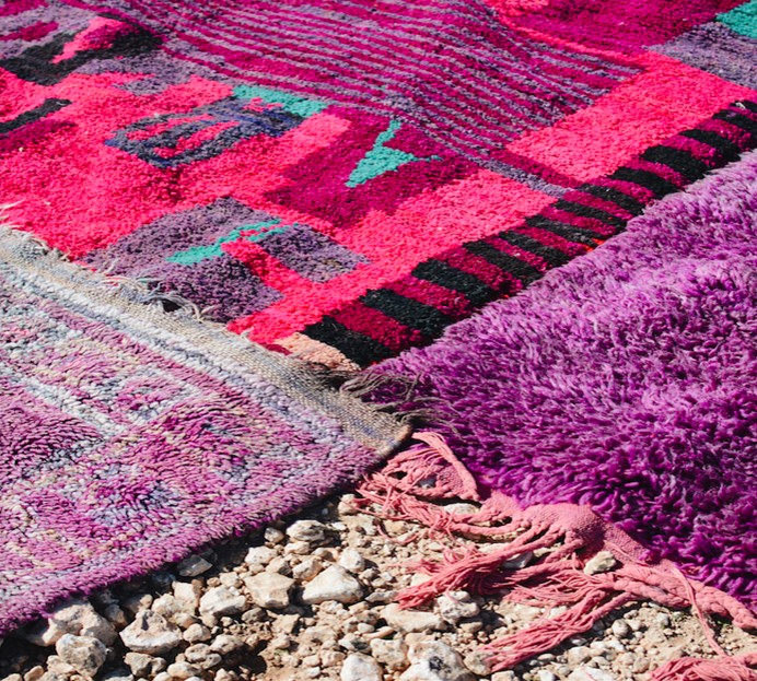 tapis berbere violet et pourpre en laine